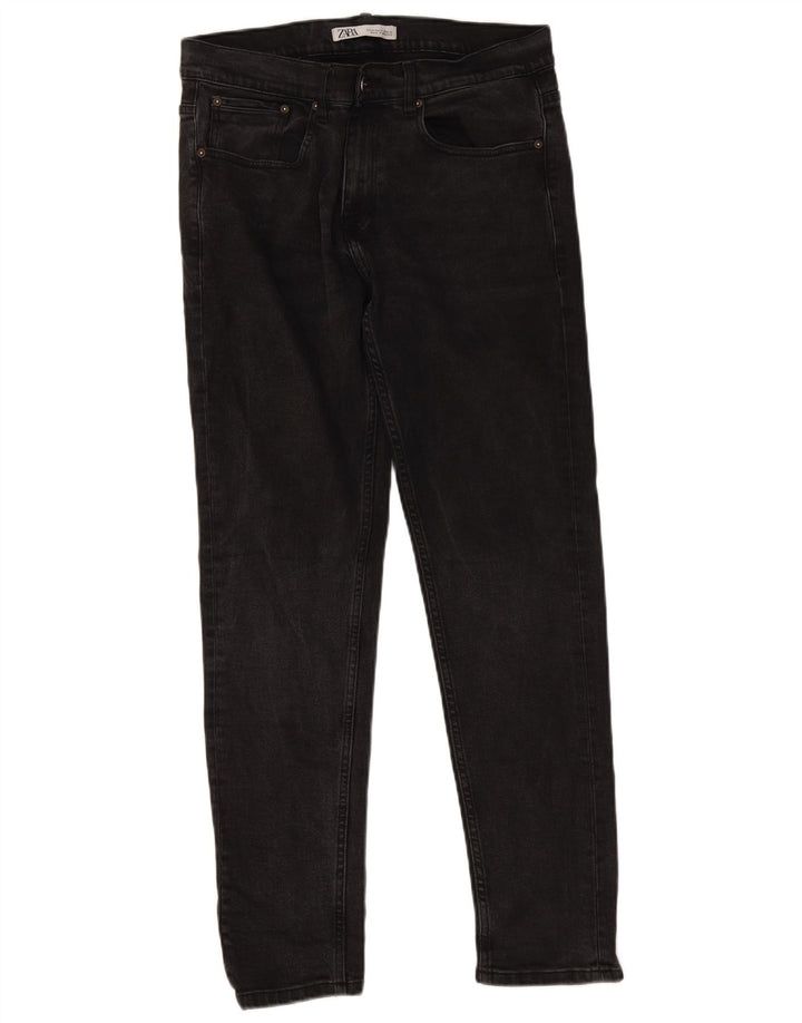Zara Mens Slim Jeans EU 42 Large W32 L30 Black Cotton