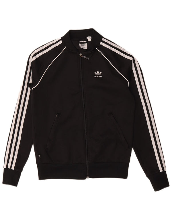 Adidas Womens Tracksuit Top Jacket UK 4/6 XS Black Cotton