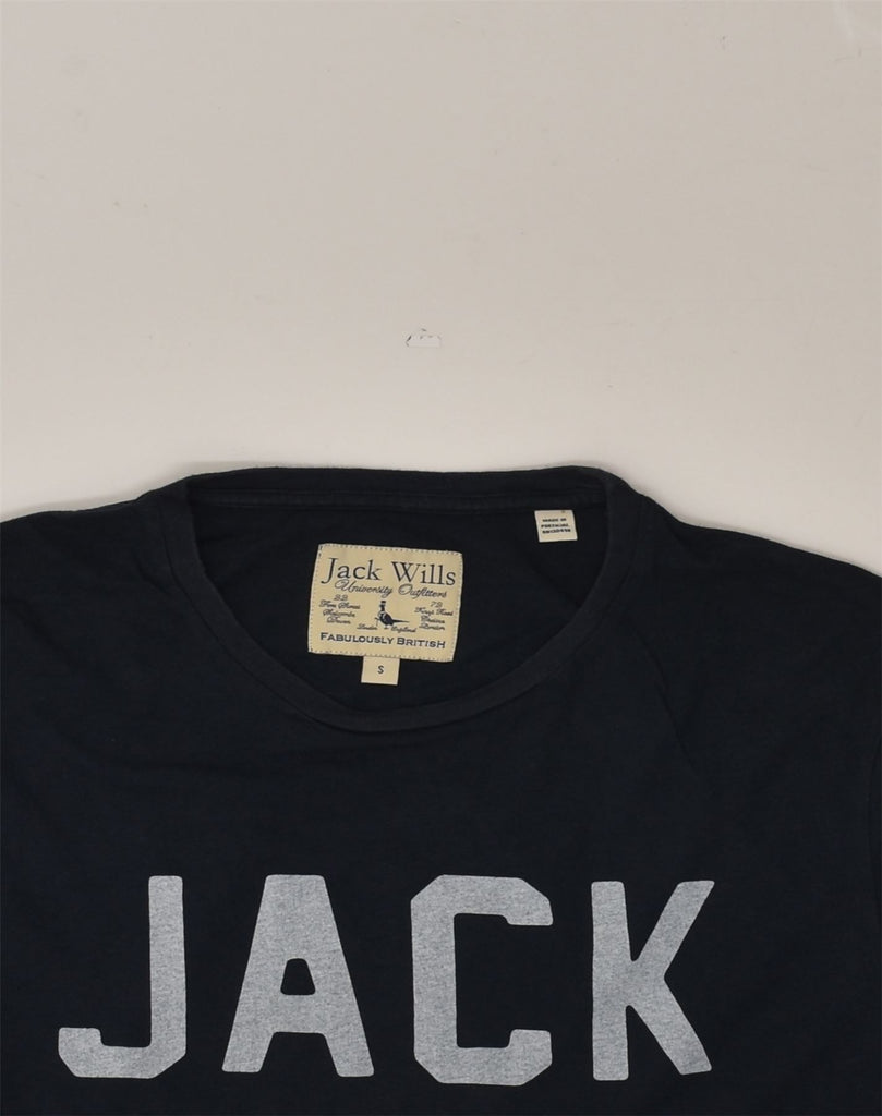 JACK WILLS Mens Graphic T-Shirt Top Small Navy Blue Cotton | Vintage Jack Wills | Thrift | Second-Hand Jack Wills | Used Clothing | Messina Hembry 