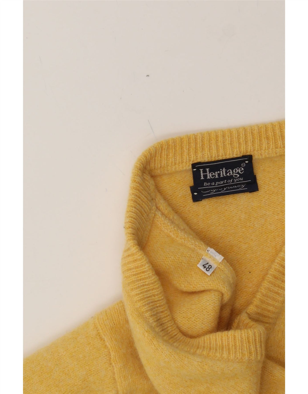 HERITAGE Womens V-Neck Jumper Sweater IT 48 XL Yellow Vintage Heritage and Second-Hand Heritage from Messina Hembry 