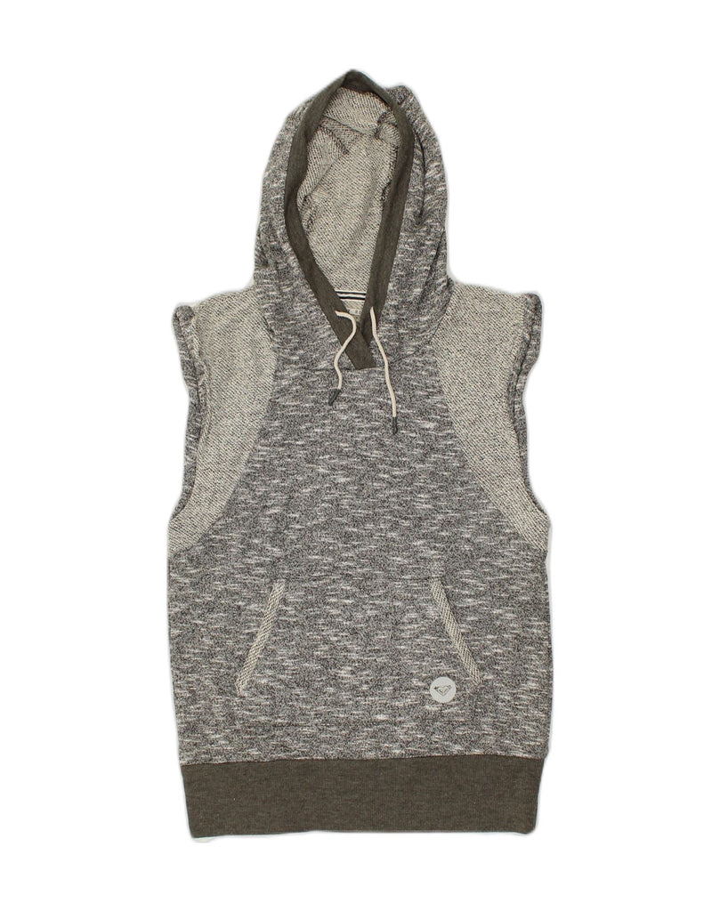 ROXY Womens Sleeveless Hoodie Jumper UK 6 XS Grey Cotton | Vintage Roxy | Thrift | Second-Hand Roxy | Used Clothing | Messina Hembry 