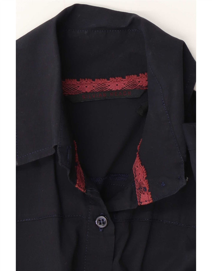 Silvian Heach Womens Shirt UK 12 Medium Navy Blue