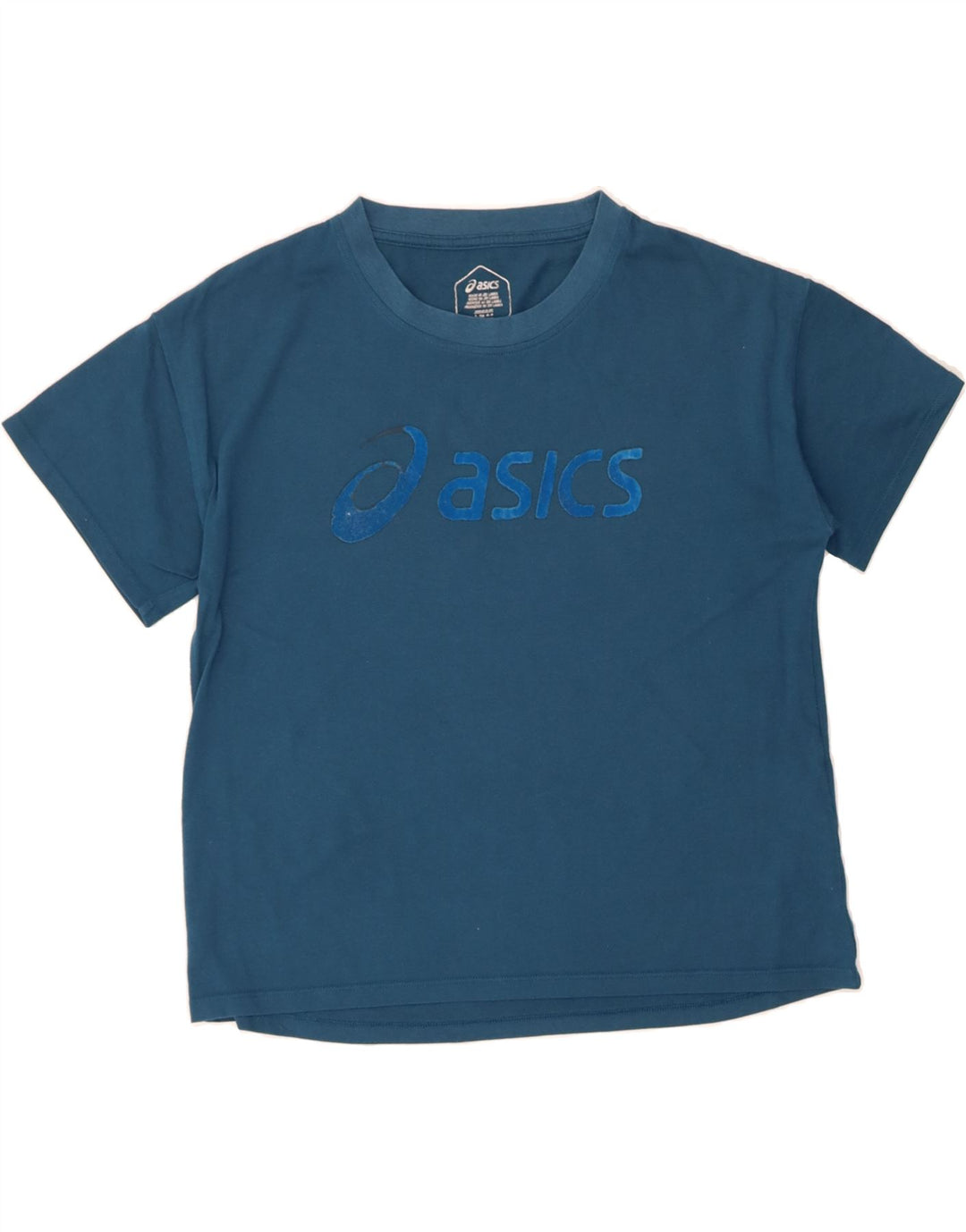 ASICS Womens Oversized Graphic T-Shirt Top UK 10 Small Blue Cotton Vintage Asics and Second-Hand Asics from Messina Hembry 