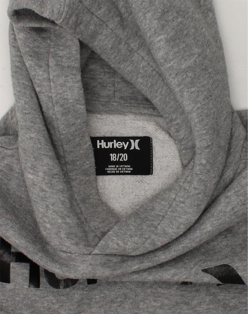 HURLEY Boys Graphic Hoodie Jumper 15-16 Years XL Grey Cotton | Vintage Hurley | Thrift | Second-Hand Hurley | Used Clothing | Messina Hembry 