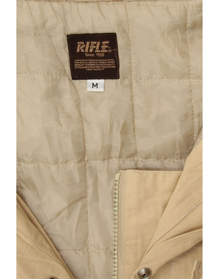 Rifle Womens Hooded Parka Jacket UK 14 Medium Beige Polyester