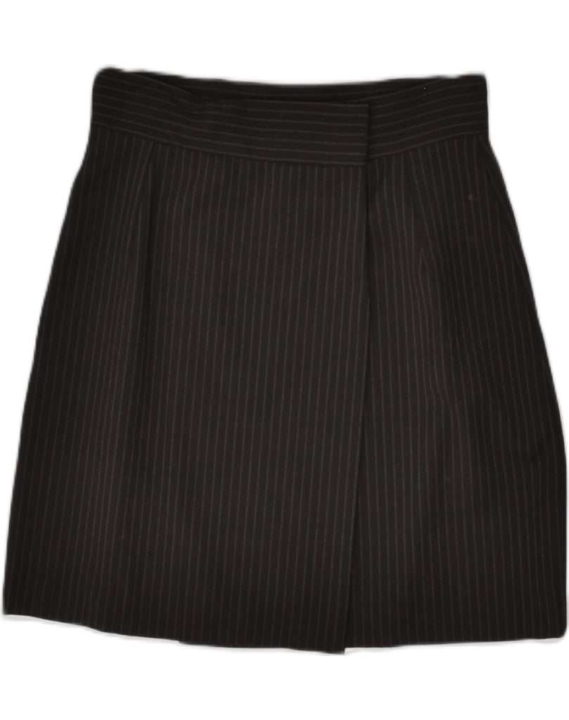 VALENTINO Womens Wrap Skirt IT 44 Medium W28 Black Pinstripe Polyester | Vintage Valentino | Thrift | Second-Hand Valentino | Used Clothing | Messina Hembry 