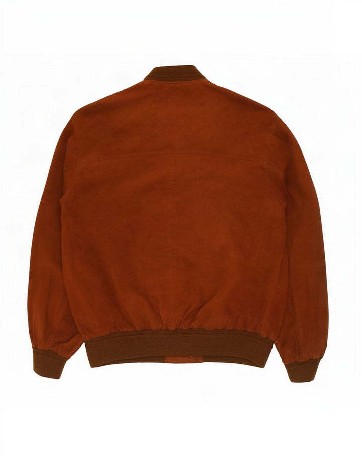 Vintage Mens Suede Bomber Jacket UK 42 XL Brown Leather