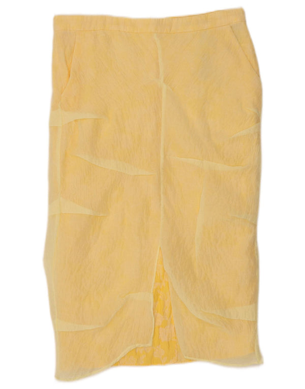 Zara Womens Midi Skirt Small W30 Yellow Polyamide
