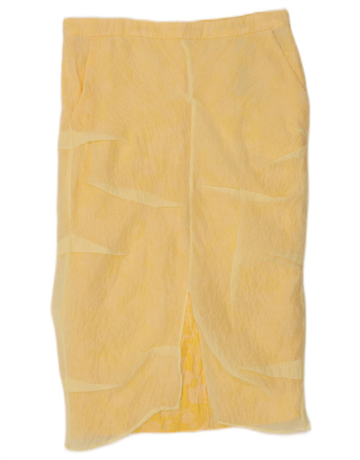 Zara Womens Midi Skirt Small W30 Yellow Polyamide