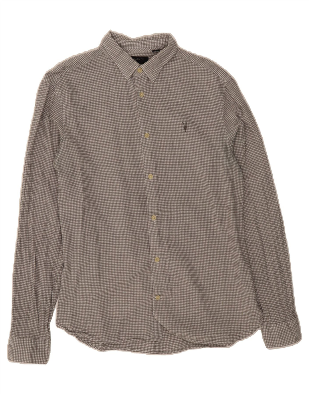 ALL SAINTS Mens Shirt Small Grey Gingham Cotton Vintage All Saints and Second-Hand All Saints from Messina Hembry 