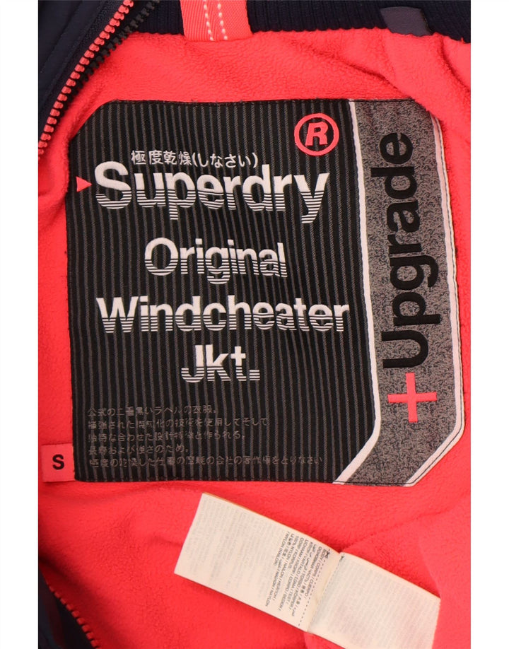 Superdry Womens Graphic Windbreaker Jacket UK 10 Small Navy Blue