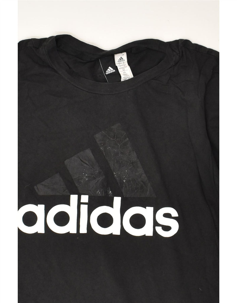 ADIDAS Womens Graphic T-Shirt Top UK 12-14 Medium Black Cotton | Vintage Adidas | Thrift | Second-Hand Adidas | Used Clothing | Messina Hembry 