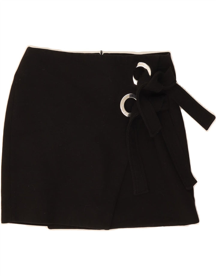 ZARA Womens Mini Wrap Skirt Small W26 Black Polyester Vintage Zara and Second-Hand Zara from Messina Hembry 