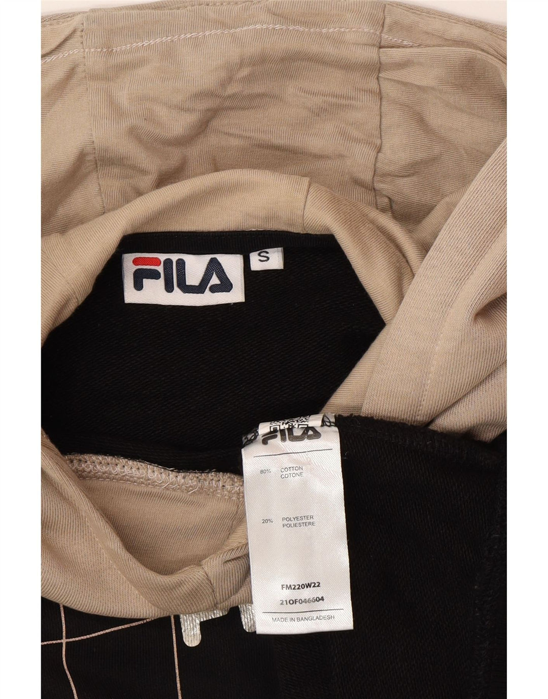 Fila Mens Graphic Hoodie Jumper Small Black Check Cotton