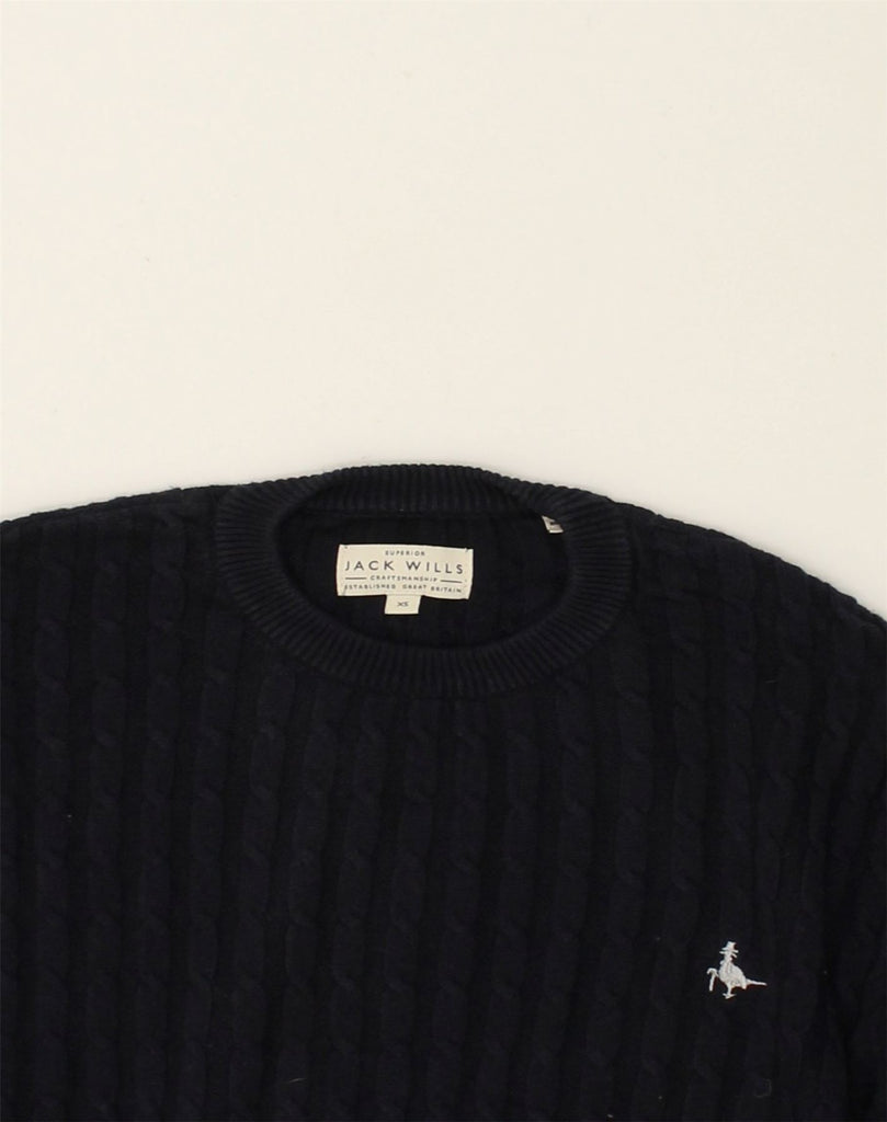 JACK WILLS Mens Crew Neck Jumper Sweater XS Navy Blue Cotton | Vintage Jack Wills | Thrift | Second-Hand Jack Wills | Used Clothing | Messina Hembry 