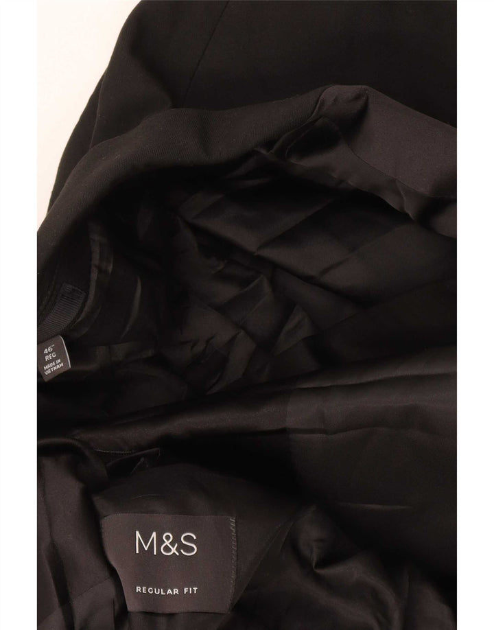Marks & Spencer Mens 1 Button Blazer Jacket UK 46 XL Black
