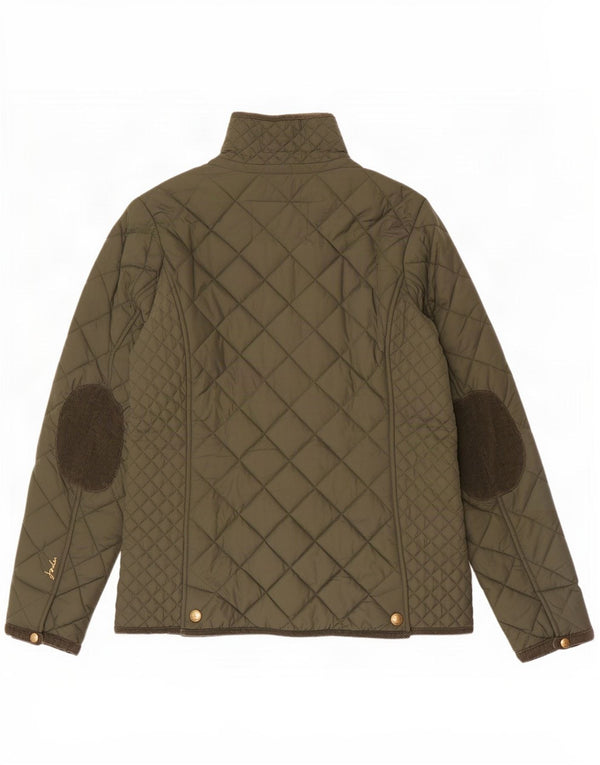 Joules Womens Quilted Jacket UK 12 Medium Khaki Cotton
