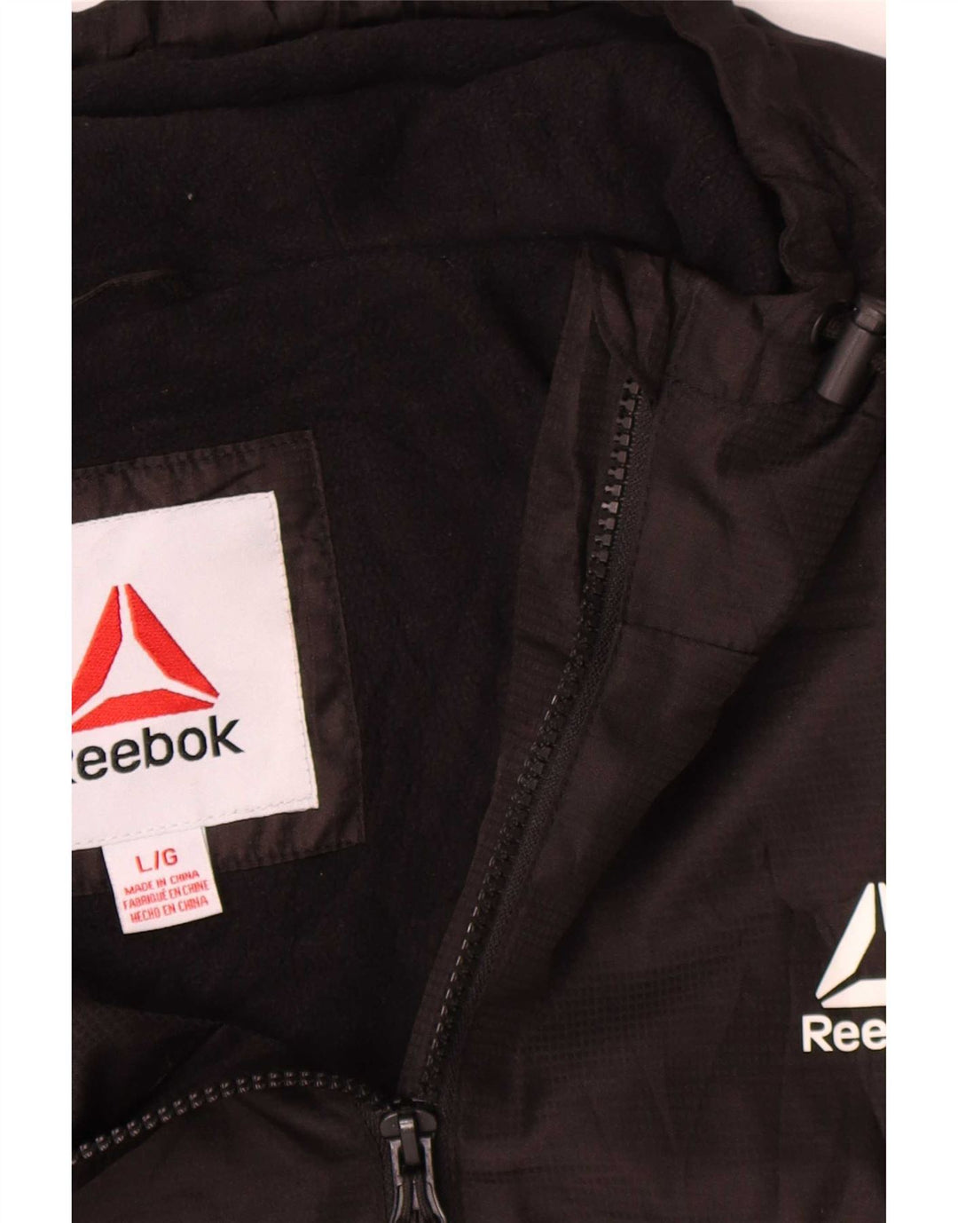 Reebok Mens Hooded Bomber Jacket UK 40 Large Black Polyester