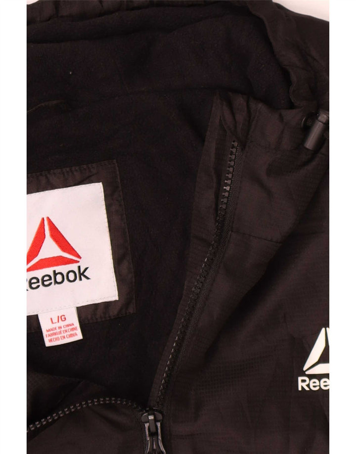 Reebok Mens Hooded Bomber Jacket UK 40 Large Black Polyester