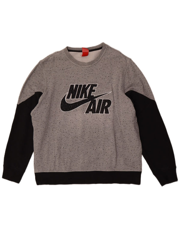 Nike Mens Graphic Sweatshirt Jumper XL Grey Colourblock Cotton