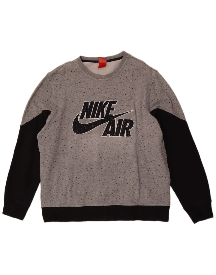 Nike Mens Graphic Sweatshirt Jumper XL Grey Colourblock Cotton
