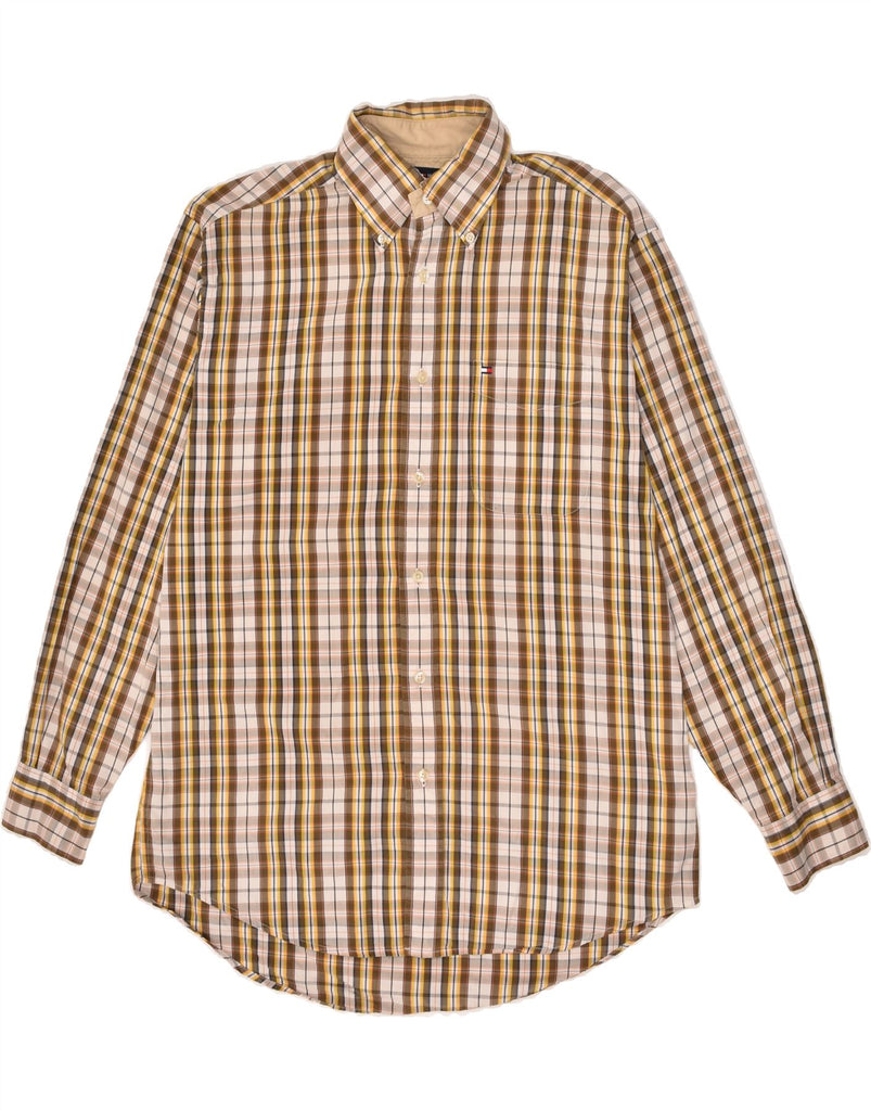 TOMMY HILFIGER Mens Shirt Small Brown Check Cotton | Vintage Tommy Hilfiger | Thrift | Second-Hand Tommy Hilfiger | Used Clothing | Messina Hembry 