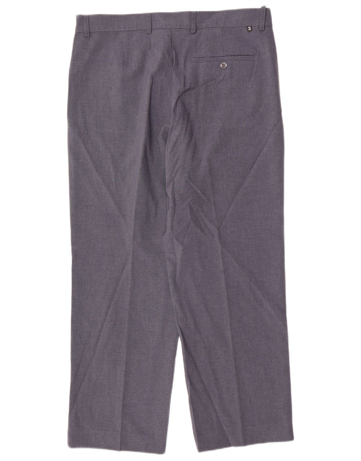 Farah Mens Straight Casual Trousers W36 L29 Blue Polyester