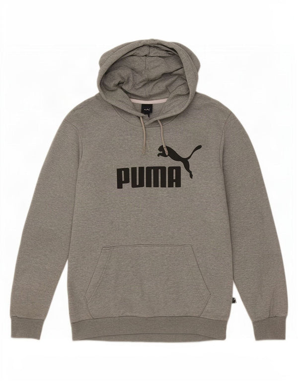 Puma Mens Graphic Hoodie Jumper Small Grey Flecked Cotton
