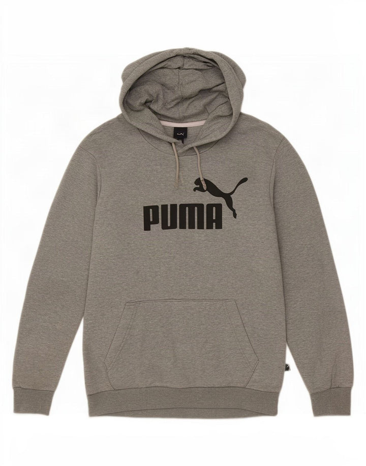 Puma Mens Graphic Hoodie Jumper Small Grey Flecked Cotton
