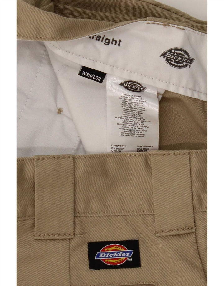 Dickies Mens Straight Chino Trousers W33 L32 Beige Polyester