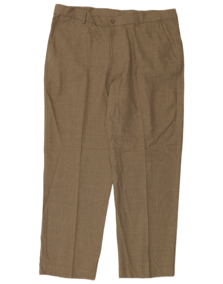 Farah Mens Tapered Casual Trousers W40 L31 Brown Polyester