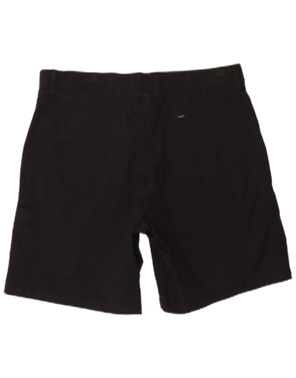 Lee Womens Mid Rise Relaxed Fit Cargo Shorts US 14 XL W38 Black Cotton