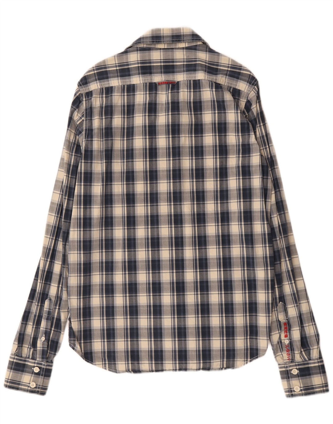 Superdry Mens Shirt Large Navy Blue Check Cotton