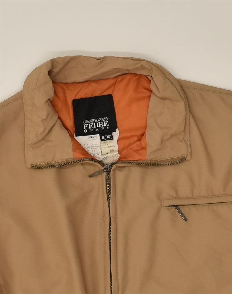 GIANFRANCO FERRE Mens Bomber Jacket UK 40 Large Brown Polyamide | Vintage Gianfranco Ferre | Thrift | Second-Hand Gianfranco Ferre | Used Clothing | Messina Hembry 