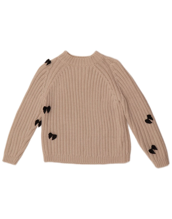 Zara Girls Turtle Neck Jumper Sweater 9-10 Years Beige Acrylic