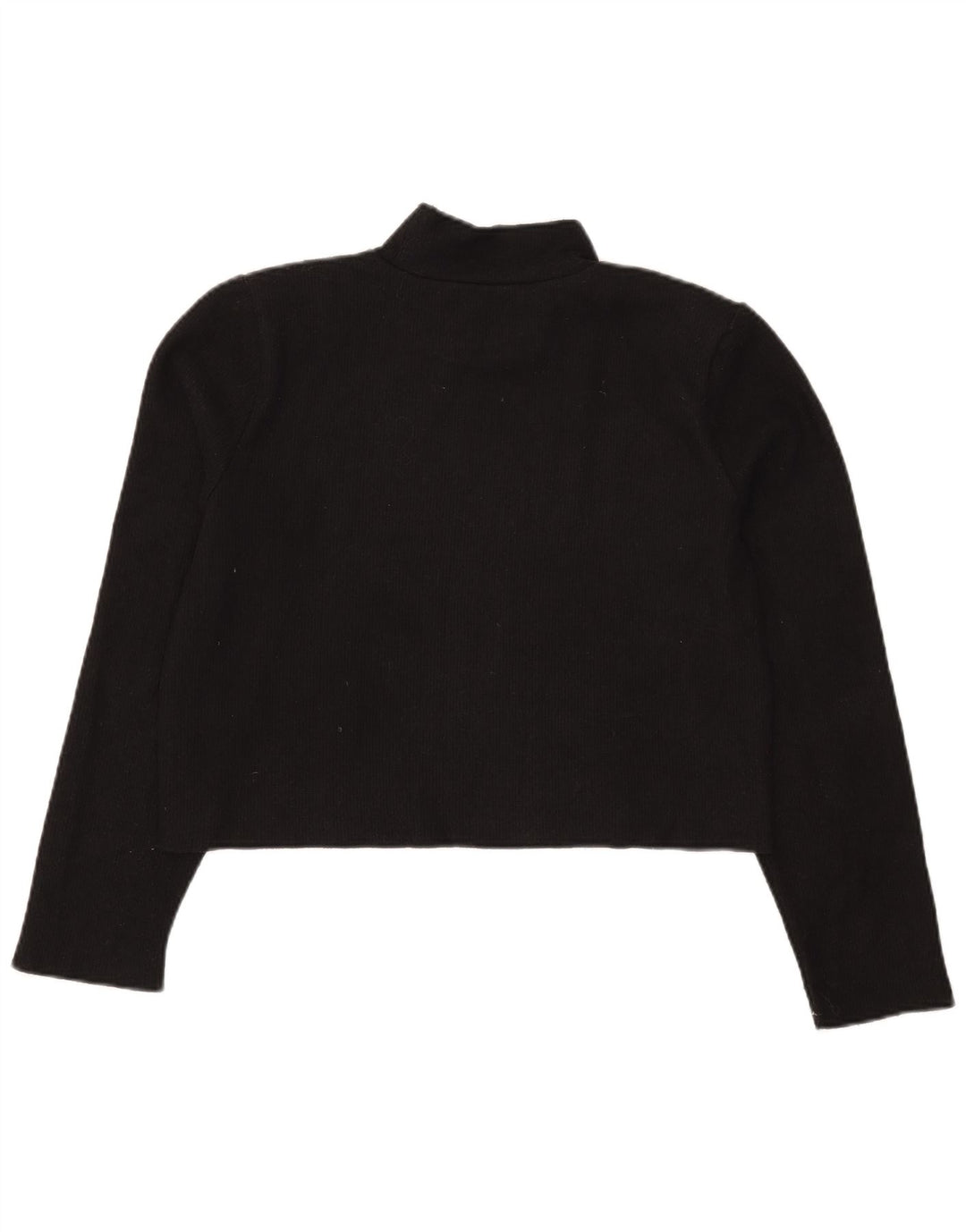 Zara Womens Crop Top Long Sleeve UK 14 Medium Black Polyester