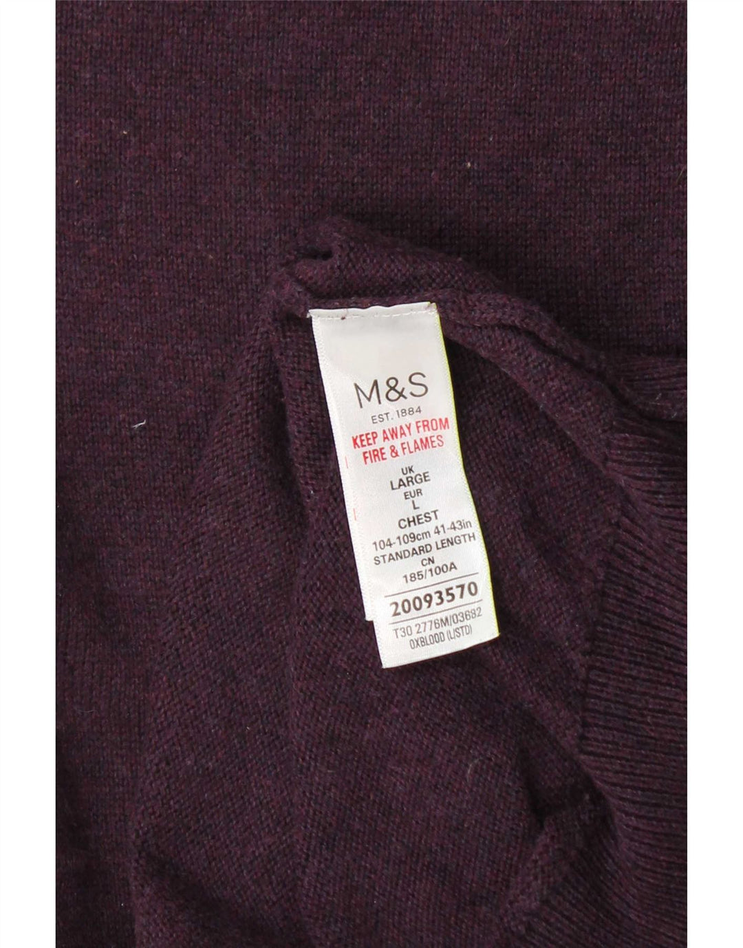 Marks & Spencer Mens Vest Tank Top Large Burgundy Cotton