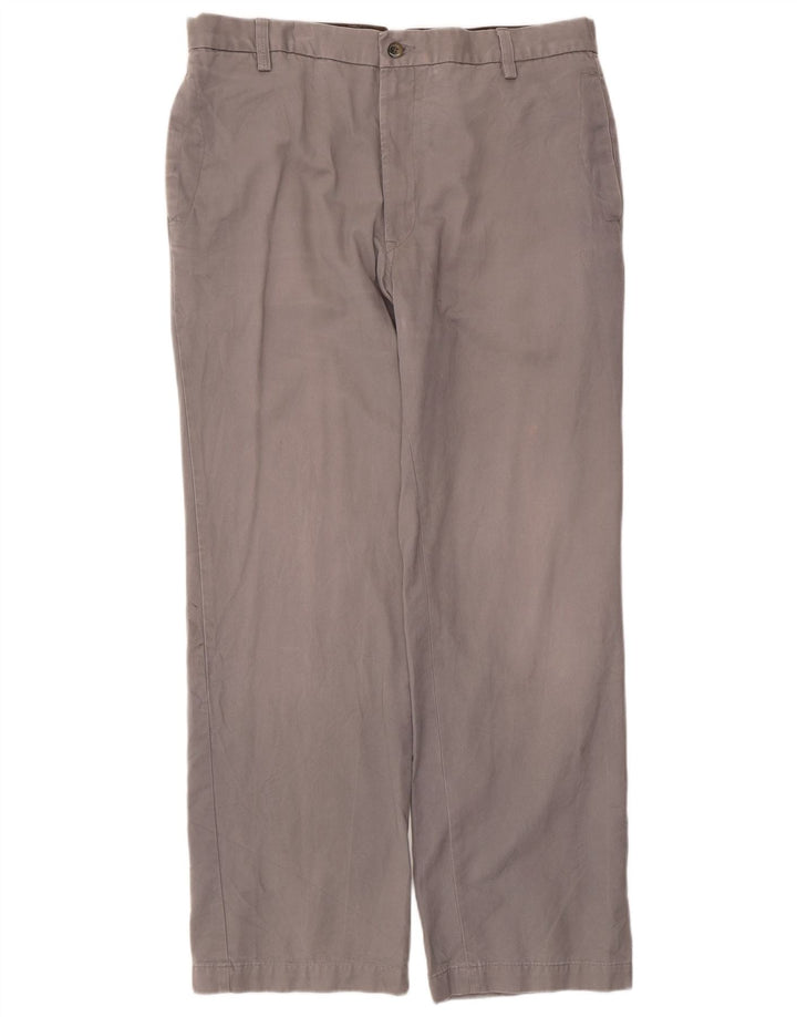 Marks & Spencer Mens Straight Chino Trousers W36 L31 Grey Cotton