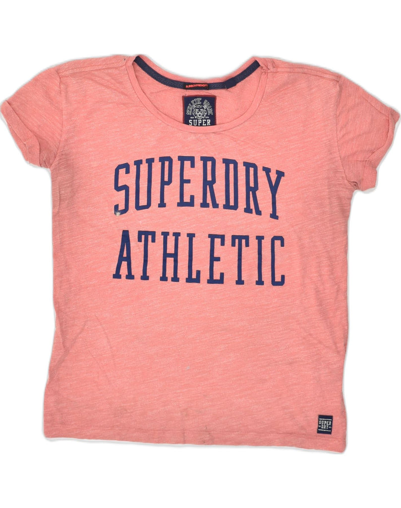 SUPERDRY Womens Graphic T-Shirt Top UK 14 Medium Pink Cotton | Vintage Superdry | Thrift | Second-Hand Superdry | Used Clothing | Messina Hembry 