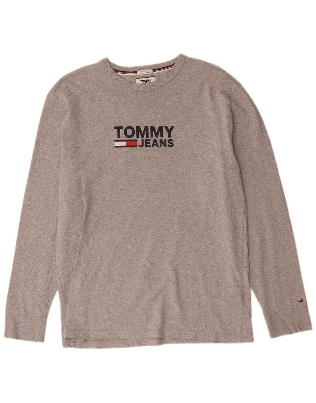 Tommy Hilfiger Mens Regular Fit Graphic Top Long Sleeve Medium Grey Flecked