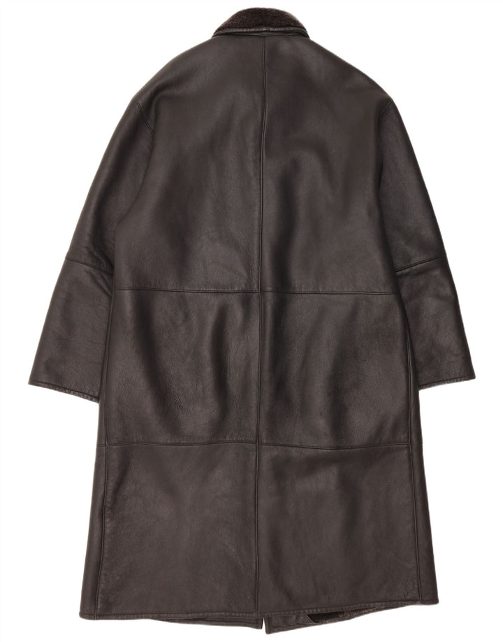 Bugatti Mens Shearling Overcoat EU 56 3XL Black Leather