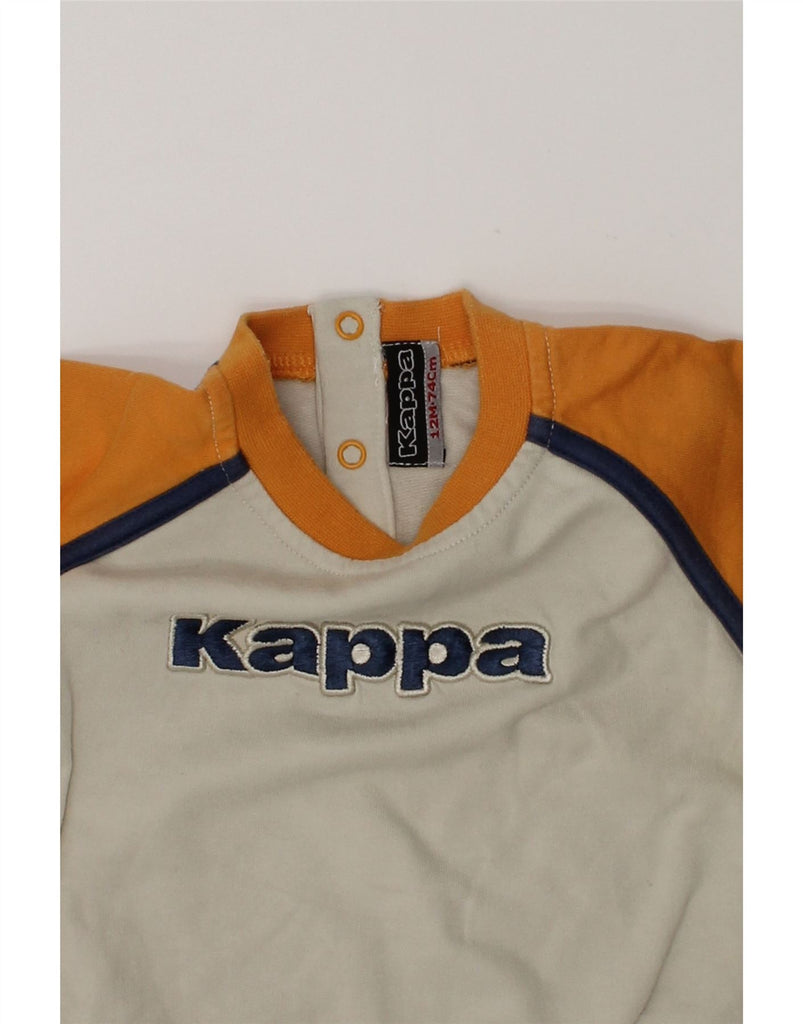 KAPPA Baby Boys Graphic Sweatshirt Jumper 9-12 Months Grey Colourblock | Vintage Kappa | Thrift | Second-Hand Kappa | Used Clothing | Messina Hembry 