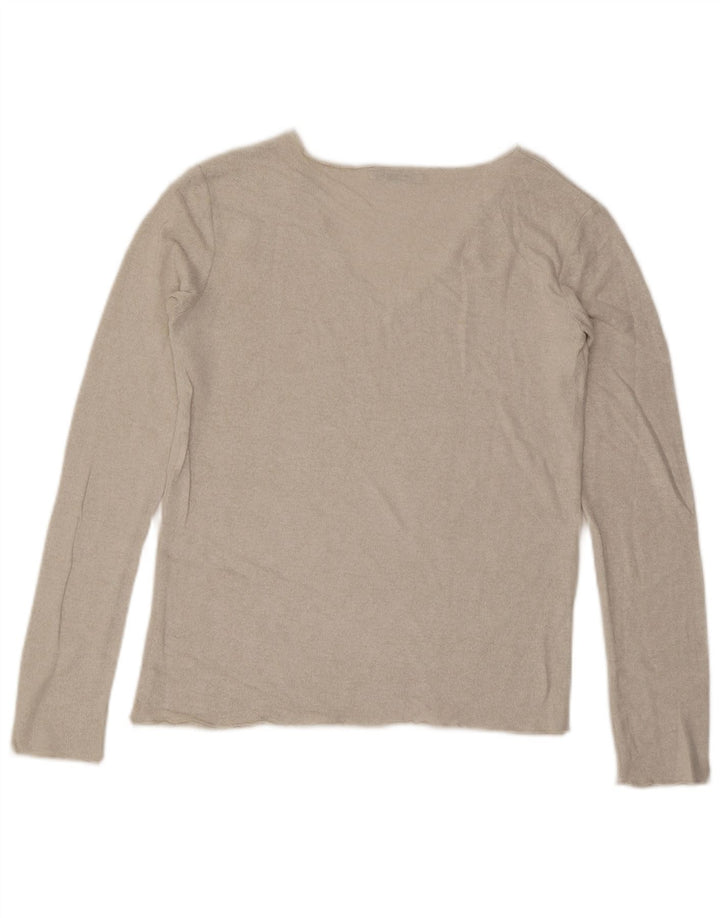 ZARA Womens V-Neck Jumper Sweater UK 10 Small Off White