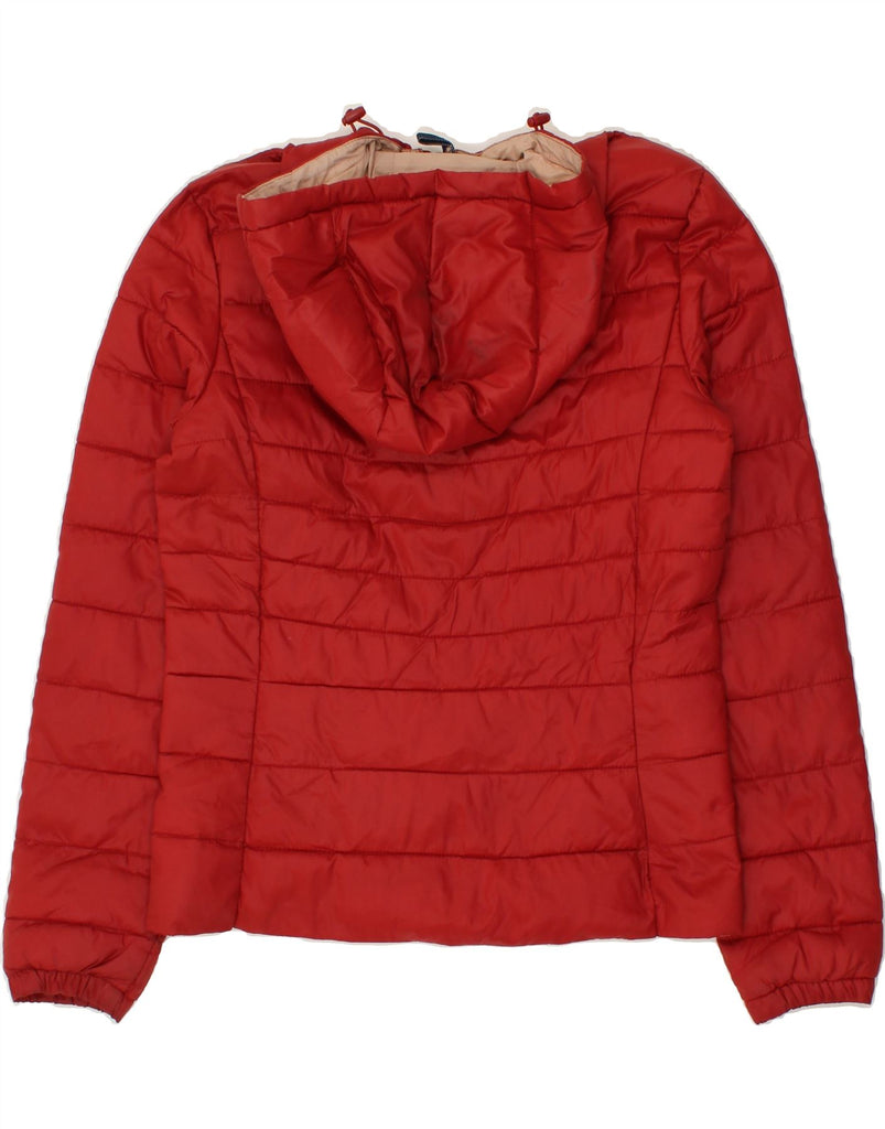 ONLY Womens Hooded Padded Jacket UK 12 Medium Red Nylon | Vintage Only | Thrift | Second-Hand Only | Used Clothing | Messina Hembry 