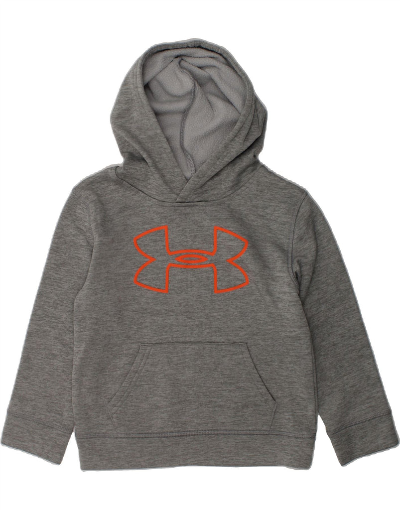 UNDER ARMOUR Girls Graphic Hoodie Jumper 4-5 Years Grey Flecked Polyester | Vintage Under Armour | Thrift | Second-Hand Under Armour | Used Clothing | Messina Hembry 