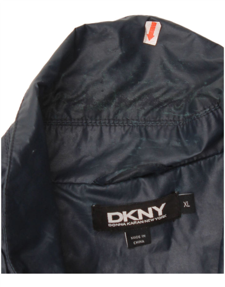 DKNY Mens Rain Jacket UK 42 XL Navy Blue Cotton