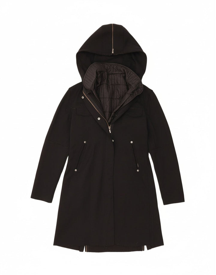 CALVIN KLEIN JEANS Womens Hooded Overcoat UK 14 Medium Black