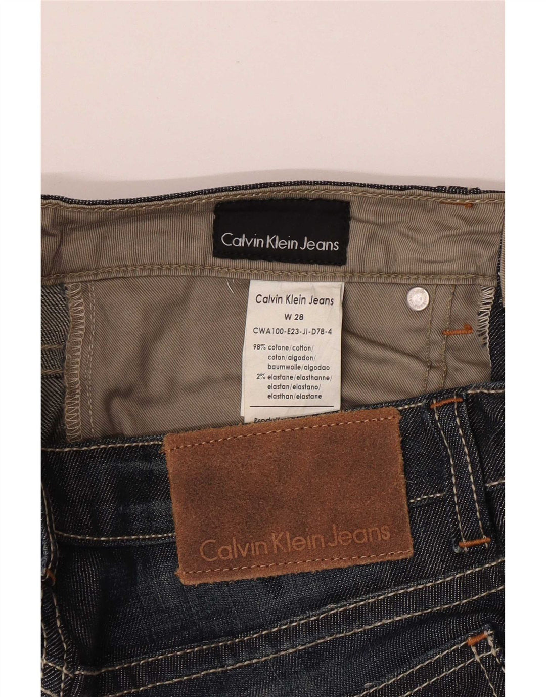 Calvin Klein Womens Straight Jeans W28 L31 Navy Blue Cotton