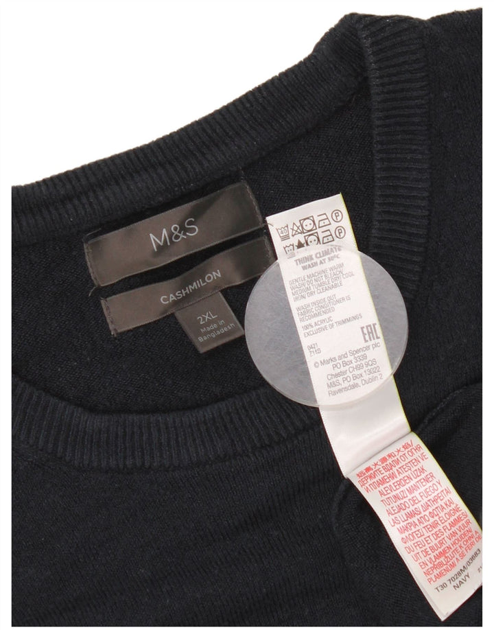 Marks & Spencer Mens Crew Neck Jumper Sweater 2XL Navy Blue Acrylic