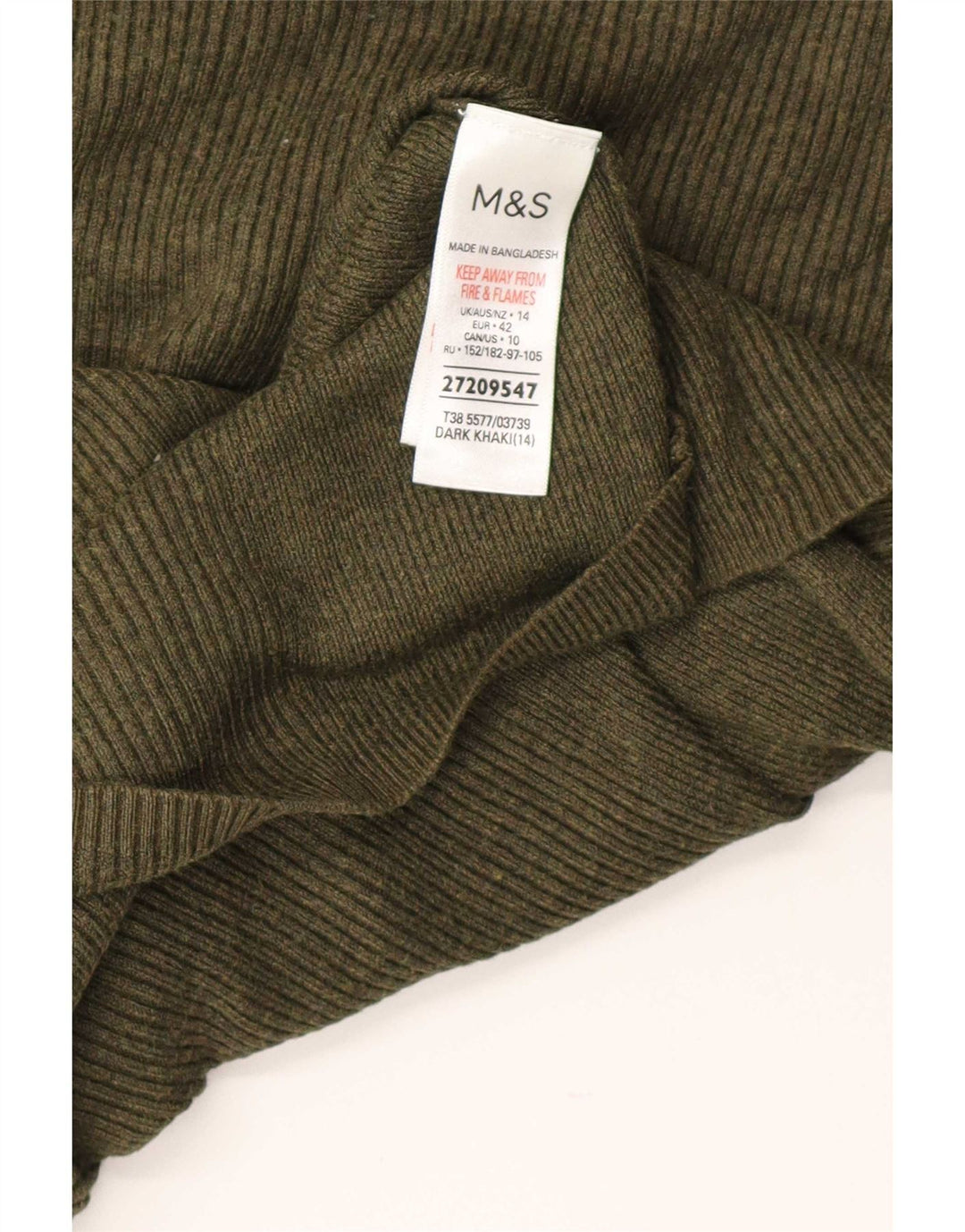 Marks & Spencer Womens Turtle Neck Jumper Sweater UK 14 Large Khaki Viscose